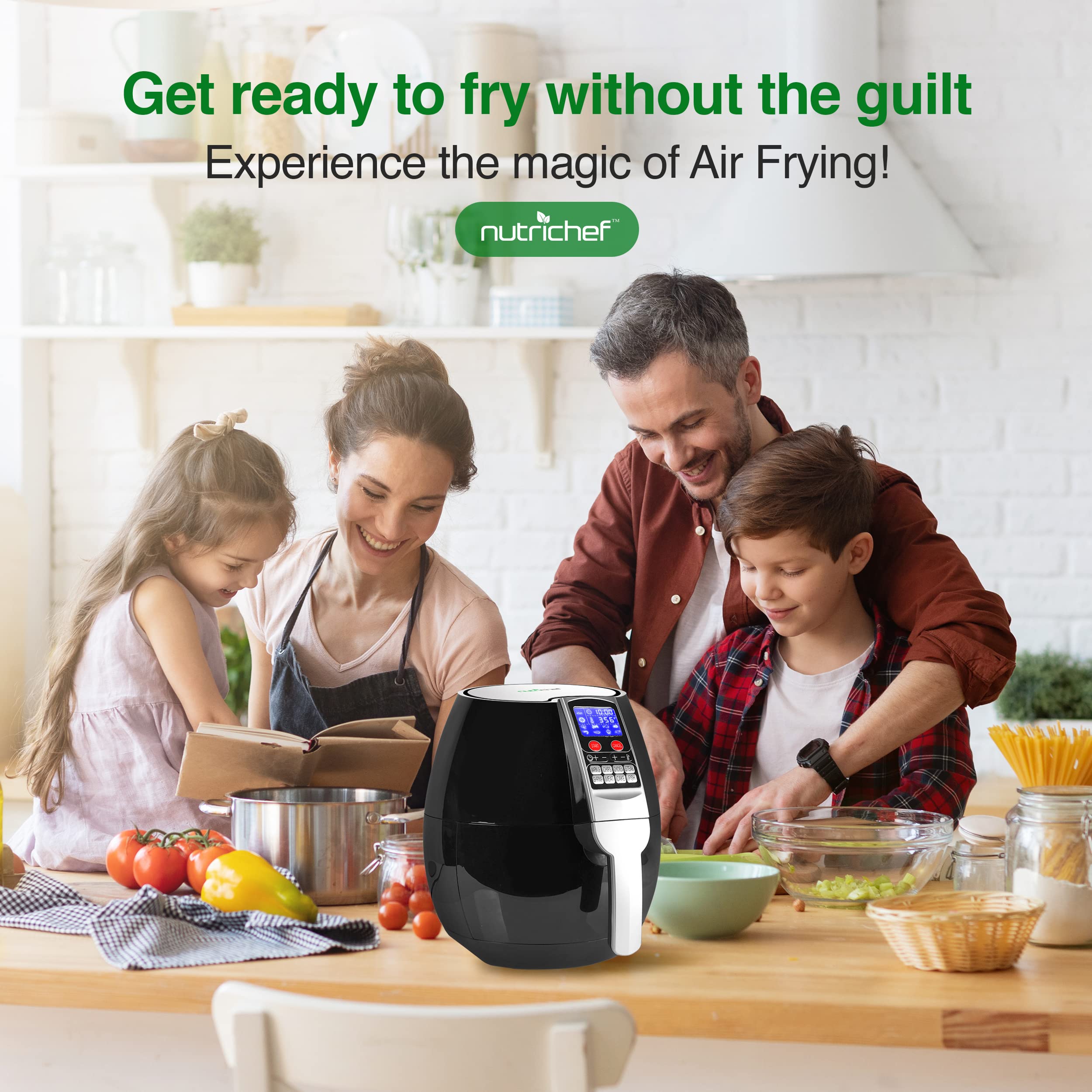 Hot Air Fryer Oven - Oilless Convection Power Multi Cooker with Digital Display and 3.7 Qt Capacity - Perfect for Baking, Grilling, and More - Includes Basket Pan - Stainless Steel