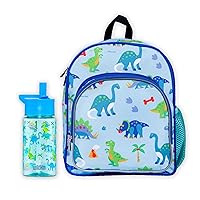 Wildkin 12 Inch Backpack Bundle with 16 Ounce Reusable Water Bottle (Dinosaur Land)