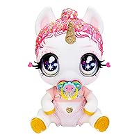 MGA Entertainment Glitter Babyz Unicorn Baby Doll with Magical Color Changes, Pink Glitter Hair, “Believe in Yourself ” Outfit, Diaper, Shampoo Bottle, Pacifier Gift for Kids, Toy for Ages 3 4 5+