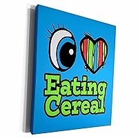 3dRose Bright Eye Heart I Love Eating Cereal - Museum Grade Canvas Wrap (cw_106044_1)