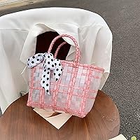 Summer Beach Bag, Large Capacity Shoulder Straw Transparent Handbag Bag, Transparent Handbag Bag, Female Envelope Wallet Purse, Pink
