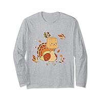 Thanksgiving Turkey Funny Pumpkin Autumn Cat Long Sleeve T-Shirt