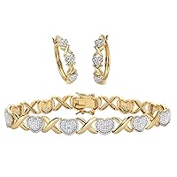 PalmBeach Diamond Accent Two-Tone Gold-Plated Hearts and Kisses 2-Piece 