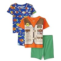 The Children's Place Baby Boys' Short Sleeve Top and Pants 2 Piece Pajama Sets