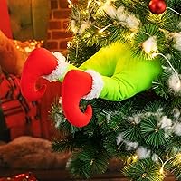 Christmas Elf Body Tree Decorations, Christmas Tree Decor Elf Arms, Stole Christmas Elf Stuffed Leg Stuck Xmas Tree Topper Garland Ornaments Pose-able Plush Legs for Tree Ornaments (elf Legs)