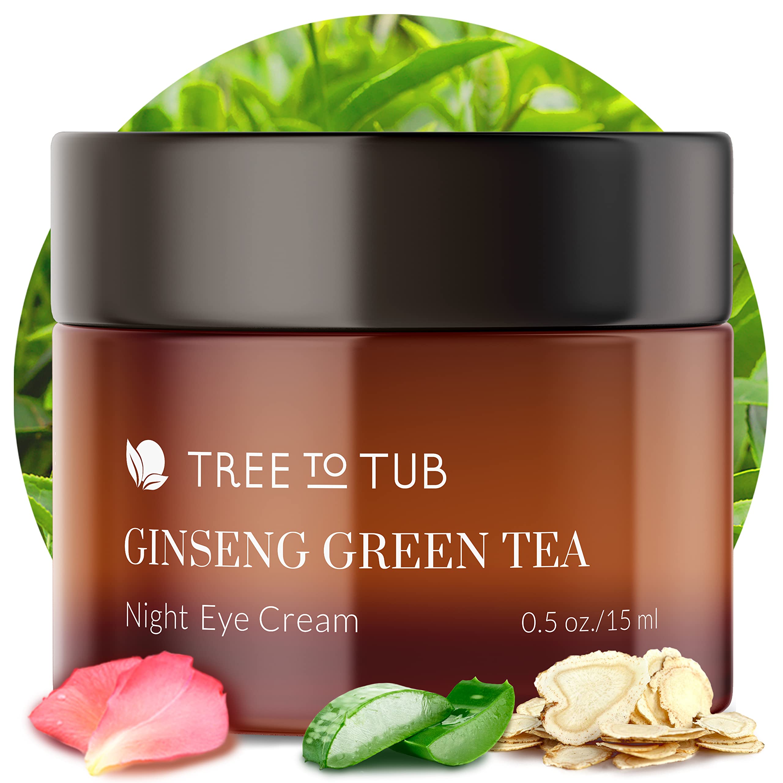 Tree to Tub Retinol Under Eye Cream for Dark Circles, Puffiness, Wrinkles, Bags Under Eyes - Sensitive Skin Night Eye Moisturizer for Women & Men w/Hyaluronic Acid, Organic Green Tea, Natural Ginseng