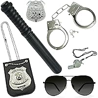 6 Pcs Set Police Accessories - Police Gear for Pretend Play, Police Officer Costume Accessories Boys & Girls Kids Adults Dress Up, by 4E's Novelty