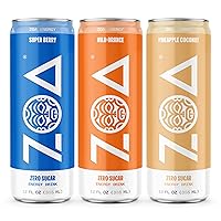 ZOA Energy Drinks Bundle, Super Berry, Wild Orange, & Pineapple Coconut 12oz (36-Pack)