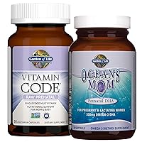 Prenatal Multi + DHA Bundle: Vitamin Code Raw Prenatal Multivitamin with Folate, 90 Vegetarian Capsules Plus Oceans Mom DHA Once Daily, 350mg DHA Fish Oil, 30 Strawberry Softgels