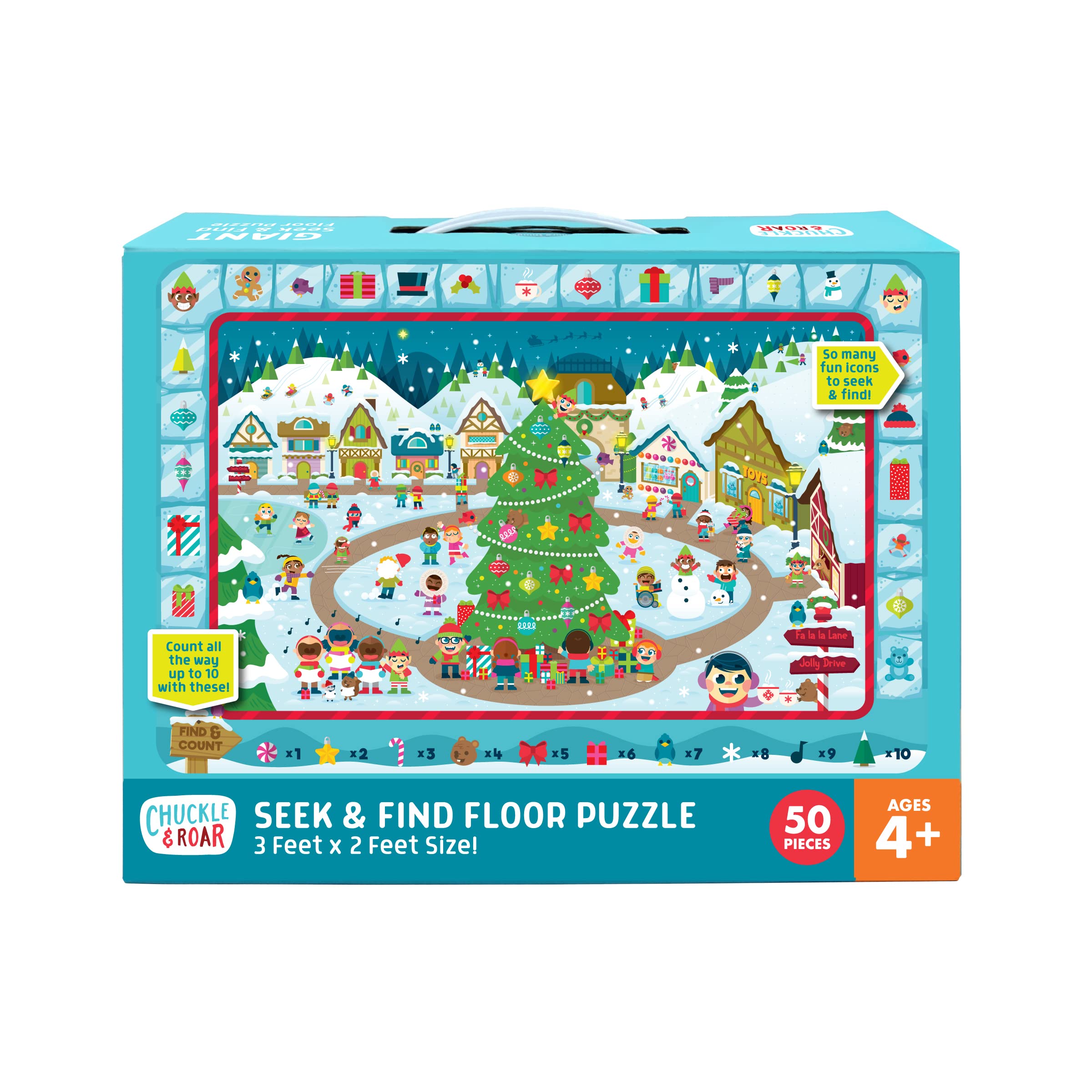 Chuckle & Roar Giant Floor Puzzle Christmas Village - 50pc