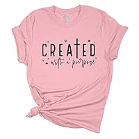 Womens Christian Tshirt Created with A Purpose Stars Short Sleeve T-Shirt