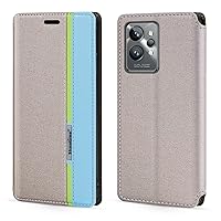 for Oppo Realme GT2 Pro Case, Fashion Multicolor Magnetic Closure Leather Flip Case Cover with Card Holder for Oppo Realme GT2 Pro (6.7-''), Grey