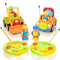PREXTEX 2pk Remote Control Cars for 3-5 Year Old Boys - Truck & Tractor Toddler Toys