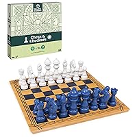 Chess Checkers Board Game Set with Bamboo Wooden Box Family Board Games Eco-Friendly Gift, for Adults and Kids Ages 8 and Up