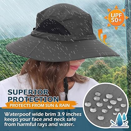 EINSKEY Sun Hat for Men/Women, Waterproof Wide Brim Bucket Hat Foldable Boonie Hat for Fishing Hiking Garden Safari Beach