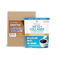 VitaCup Coffee Pod Variety Sampler Pack 40ct & Keto + Collagen Coffee Creamer Vanilla Flavor w/MCT, Collagen Protein, Coconut Water 11oz | Vitamin & Superfood infused Recyclable Single Serve Pods