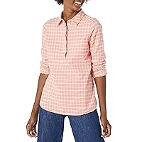 Goodthreads Women's Flannel Long-Sleeve Relaxed-Fit Half Placket Popover Shirt