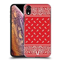 Head Case Designs Square Red Classic Paisley Bandana Hard Back Case Compatible with Apple iPhone XR