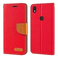 for Alcatel Axel 5004R Case, Oxford Leather Wallet Case with Soft TPU Back Cover Magnet Flip Case for Alcatel Lumos (6”), Red