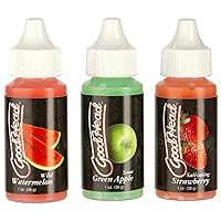 Doc Johnson GoodHead - Tingle Drops - Sweet and Tingling Oral Sex Enhancing Drops - Watermelon, Green Apple, Strawberry - 3 x 1 oz. bottles (28 g)