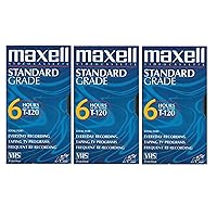 Maxell VHS Blank 3-Pack Standard Grade T-120 6 Hour EP Mode /246m