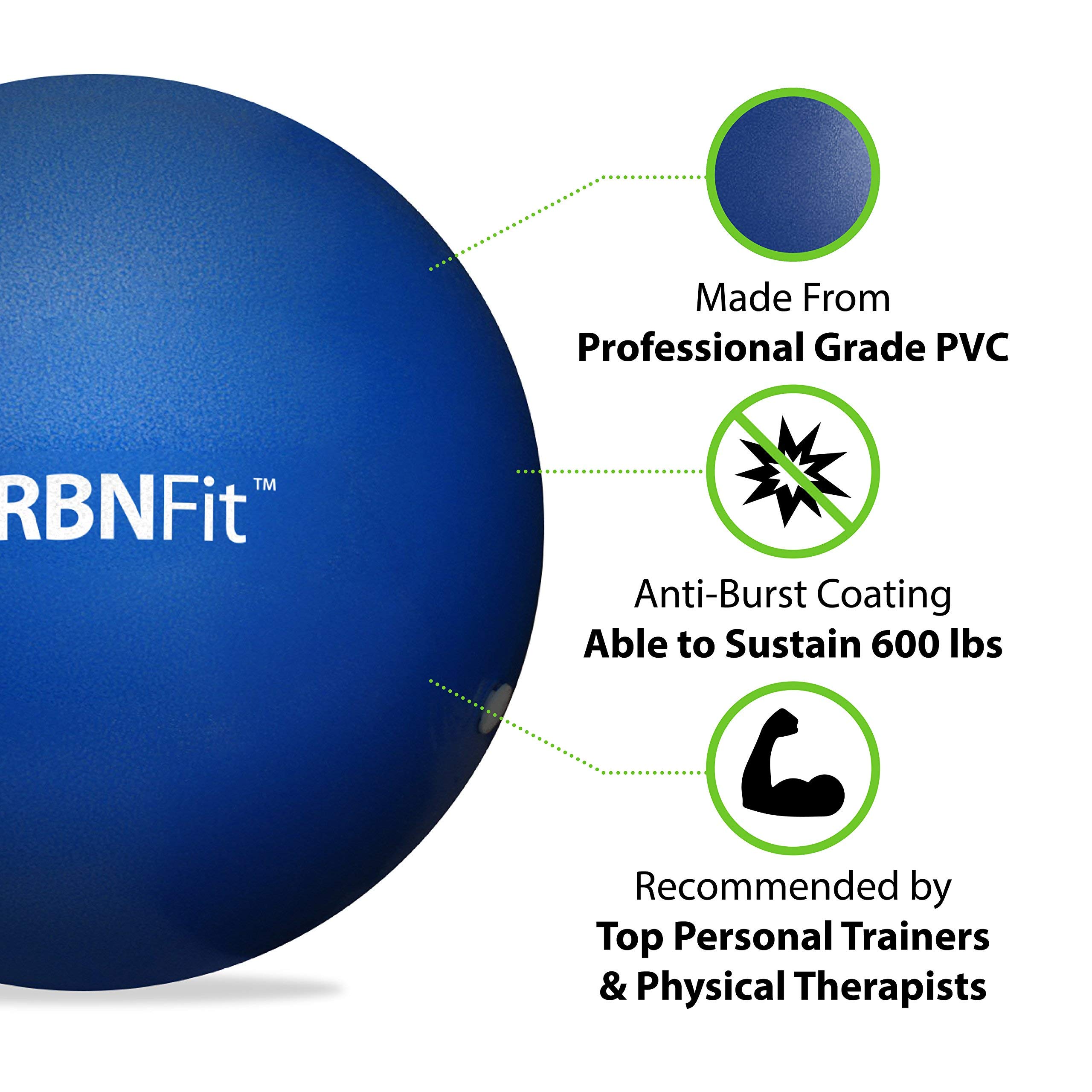 URBNFit Small Exercise Ball - 9-inch Mini Pilates Ball with Fitness Guide for Yoga, Barre, Physical Therapy, Stretching & Core Stability Workout