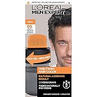 L’Oreal Paris Men Expert One Twist Mess Free Permanent Hair Color, Mens Hair Dye to Cover Grays, Easy Mix Ammonia Free Application, Light Medium Brown 05, 1 Application Kit
