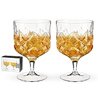 Viski Admirl Stemmed Cocktail Glasses, Vintage Drinkware Perfect for Gin & Tonic, Spritz, and Manhattans, Crystal Glassware, Set of 2, 9oz