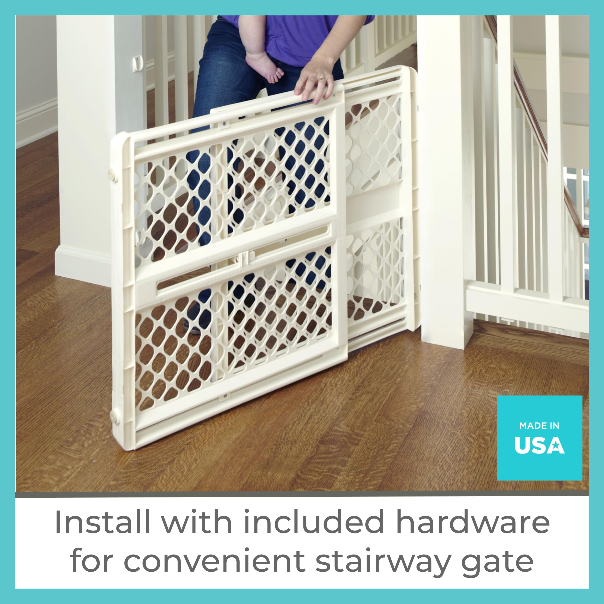 Toddleroo by North States 42” Wide Supergate Ergo Baby Gate, Made in USA: for doorways or stairways. Includes Wall Cups. Pressure or Hardware Mount. 26” - 42” Wide (26