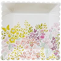 C.R. Gibson Watercolor Garden Disposable Paper Dinner Plates for Parties, 10.5