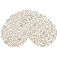 SHACOS Placemats Set of 8 Round Braided Place Mats 15 inch Washable Table Mats for Home Wedding Holiday Party (Ivory, 8)