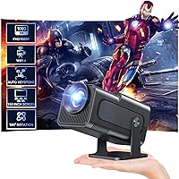 Mini Projector, Natvie 1080P Smart Projrctor Built-in Android TV 11.0, with Wifi and Bluetooth, Auto Keystone 4K Supported 10000 Lumens,180 Degree Rotation Short Throw Projector