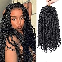 Passion Twist Hair - 8X 12 Inch Passion Twist Crochet Hair For Women, Crochet Pretwisted Curly Hair Passion Twists Synthetic Braiding Hair Extensions (12 Inch, 1B)