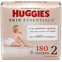 Huggies Size 2 Diapers, Skin Essentials Baby Diapers, Size 2 (12-18 lbs), 180 Count (3 Packs of 60)