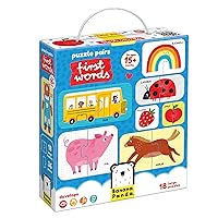 Puzzle Pairs Toddler Puzzles First Words - Set of 18 2-Piece Beginner Puzzles to Encourage Early Learning and Speech Skills - for Little Kids Ages 15 Months and up