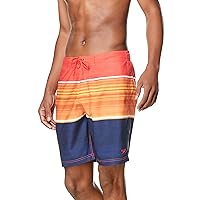 Speedo Men's Standard Swim Trunk Knee Length Boardshort Bondi Striped, Barrier Vibrant Orange, X-Large