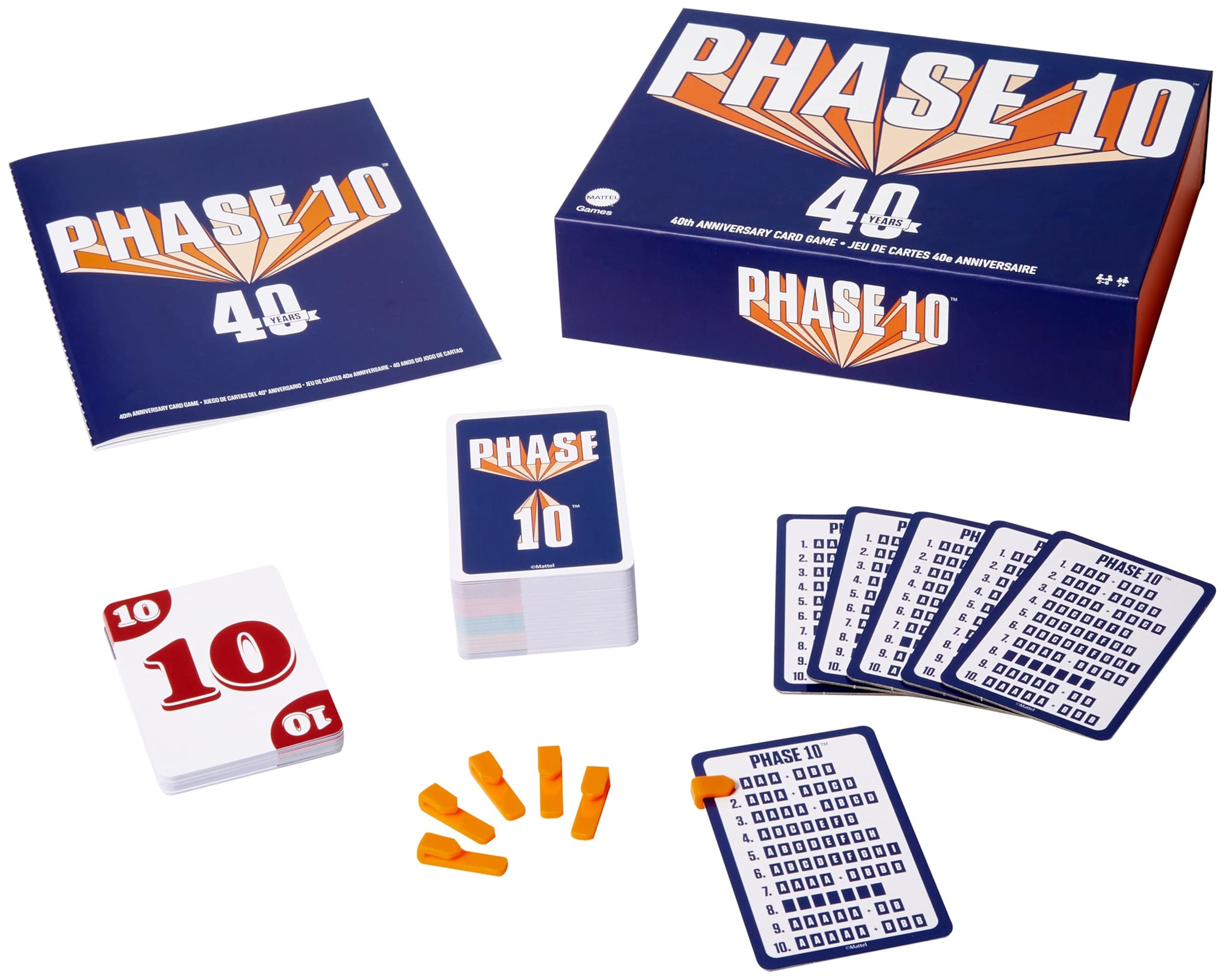 Mattel Games Phase 10 Card Game 40Th Anniversary Edition, Family Game for Adults & Kids, Rummy-Style Play in Tin Storage Box