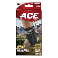 ACE Ankle Brace with Side Stabilizers, Adjustable, Black, 1/Pack