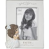 Precious Moments Little Girl Communion Frame | Faith is The Light That Guides You Girl Resin Photo Picture Frame | Communion Gift