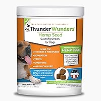 Hemp Dog Calming Chews | Vet Recommended for Situational Anxiety | Fireworks, Thunderstorms, Travel & More | Made with Hemp Seed, Thiamine, L-Tryptophan, Melatonin & Ginger (180 Count)