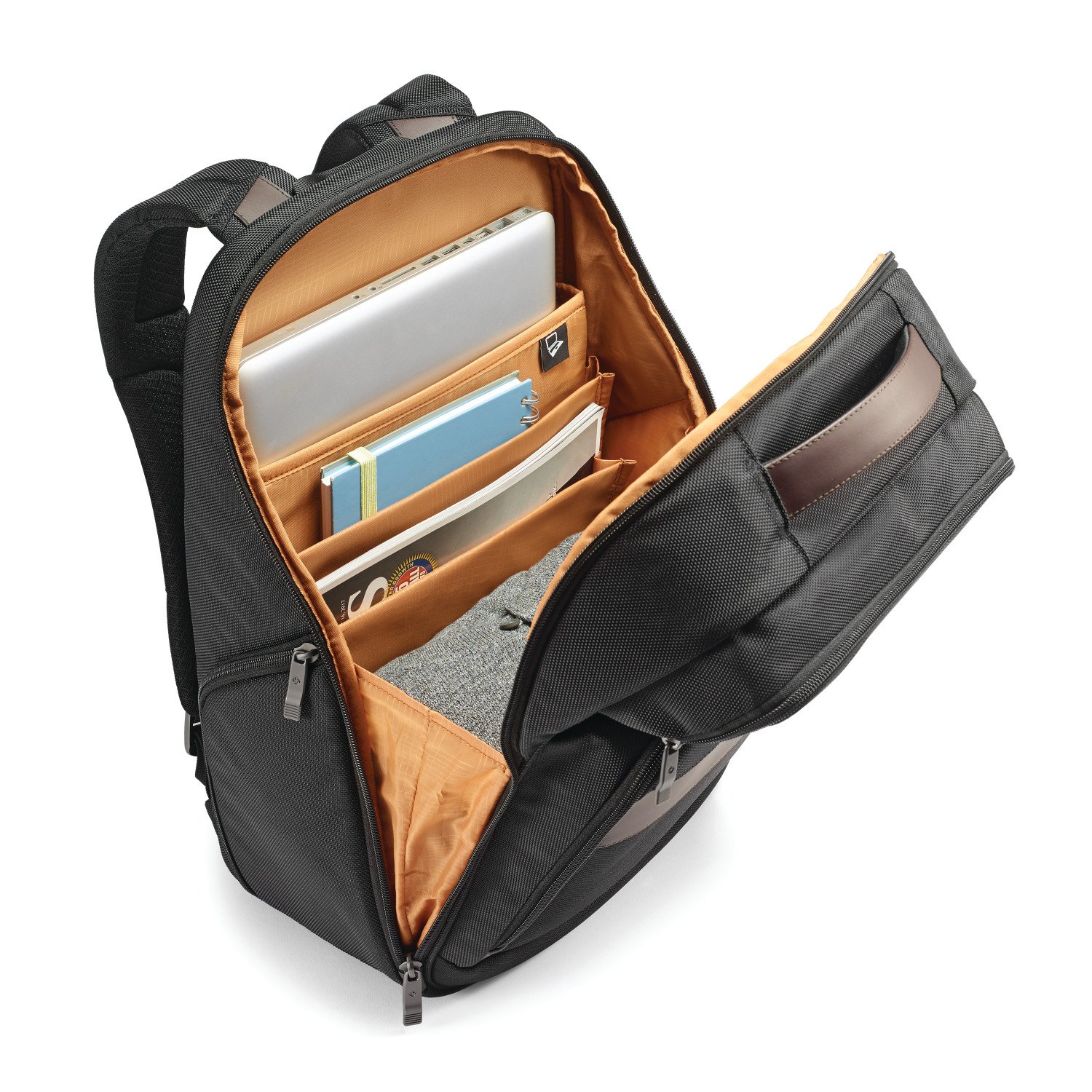 Samsonite Kombi Business Backpack, Black/Brown, 17.5 x 12 x 7-Inch