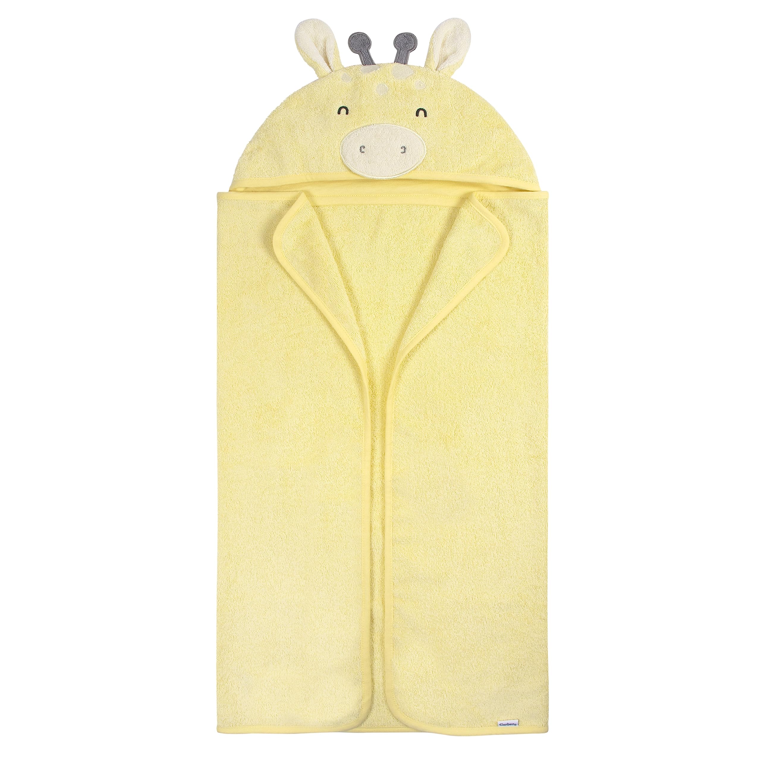 Gerber Baby 4 Piece Animal Character Hooded Towel and Washcloth Set, Yellow Giraffe, One Size