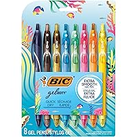 BIC Gelocity Quick Dry Ocean Themed Gel Pens, Medium Point (0.7mm), 8-Count Gel Pen Set, Colored Gel Pens for Note Taking and Journaling