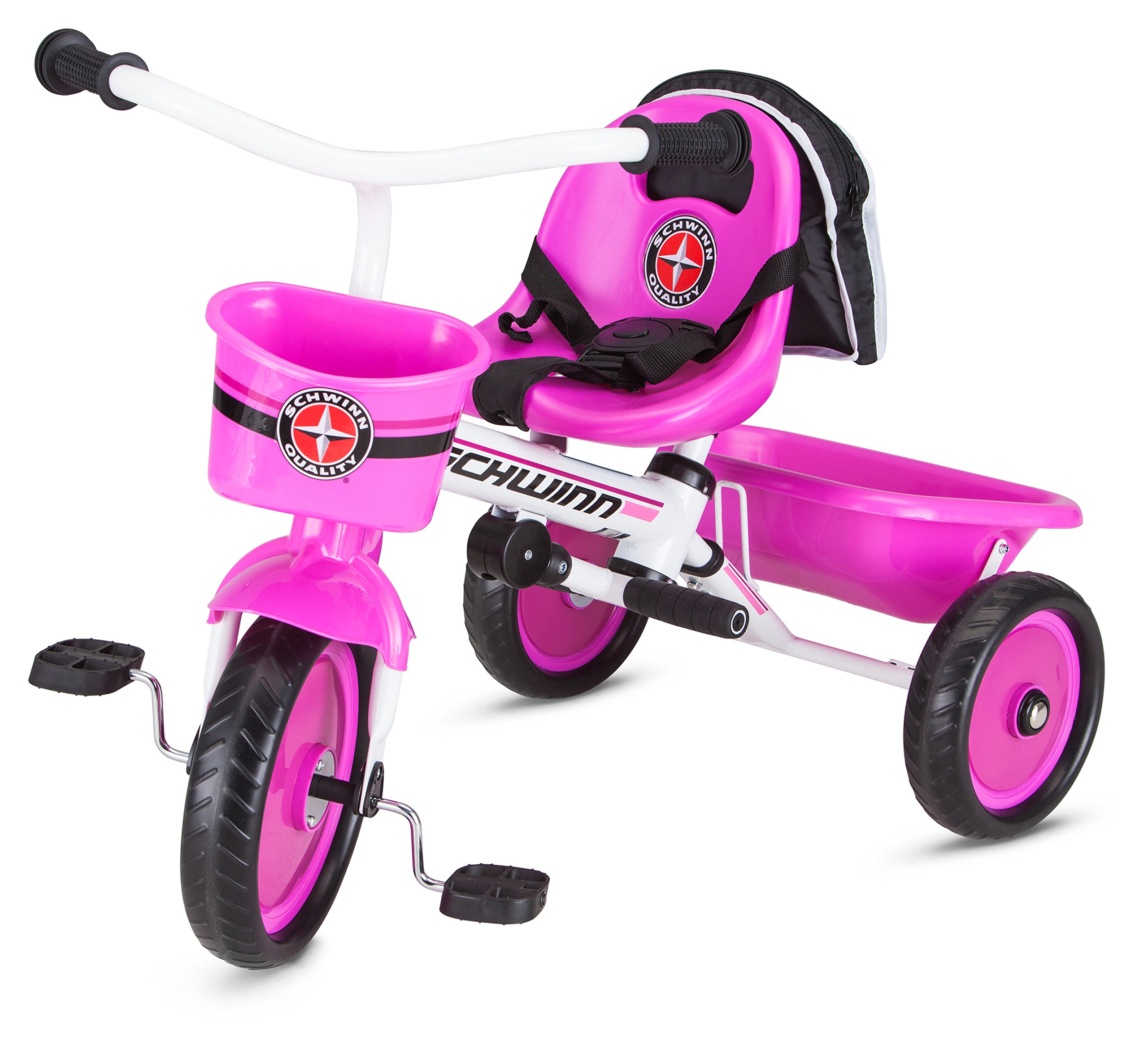 Schwinn Easy Steer Bike for Toddler, Kids Tricycle with Removable Push handle, Steel Trike Frame, Boys and Girls Ages 2-4 Year Old, Pink