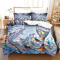 Glass Cup for Boys Girls Quilt Cover 3D Printed Duvet Cover Comforter Covers with Zipper Closure Bedding Set Soft Microfiber with Pillow Cases 3 Pieces Full（203x228cm）