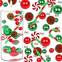 20000+ DIY Floating Vase Filler Kit,Christmas Vase Fillers, Including 20000PCS Water Gel Beads, 120PCS Floating Pearls, 20PCS Candy Cane for Christmas Party Festival Decors (Red-Green)