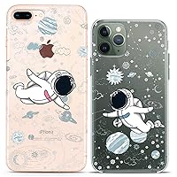 Matching Couple Cases Compatible for iPhone 15 14 13 12 11 Pro Max Mini Xs 6s 8 Plus 7 Xr 10 SE 5 Space Astronaut Clear Planet Kawaii Girlfriend Outer ie Friend Silicone Cover Stars Her Universe