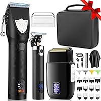 Lanumi Professional Hair Clippers Electric Razor Shavers Men 3 Piece Set Rechargeable Clippers and Trimmers Beard Trimmer Barber Kit with Travel Case Clippers for Hair Cutting Gifts for him