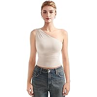 SUUKSESS Women Double Lined Going Out Trendy Crop Tops Ruched Sleeveless Shirts