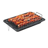 Bacon Tray - 2-Piece Set – Marble Coating - Durable, Non-Stick Cooking Tray for Bacon – Black Stone Tray and Carbon Steel Rack